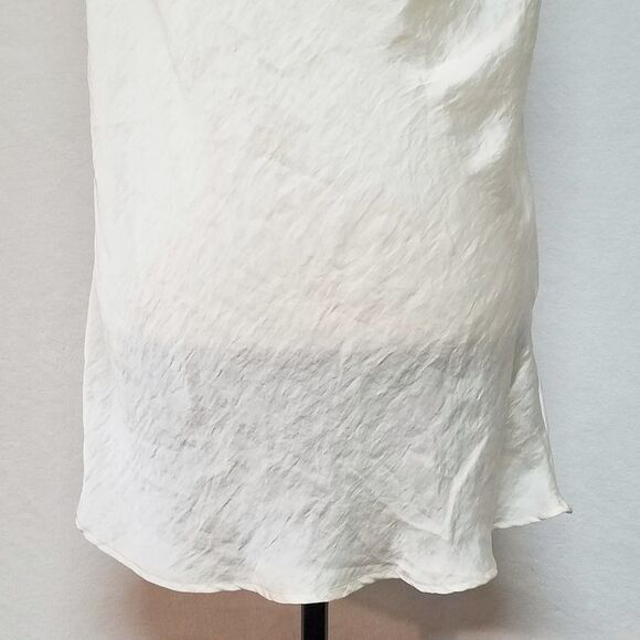 Adiva Pearl Sleeveless Keyhole Cream LeChute Satin Cowl Neck Mini Dress - Picture 3 of 8